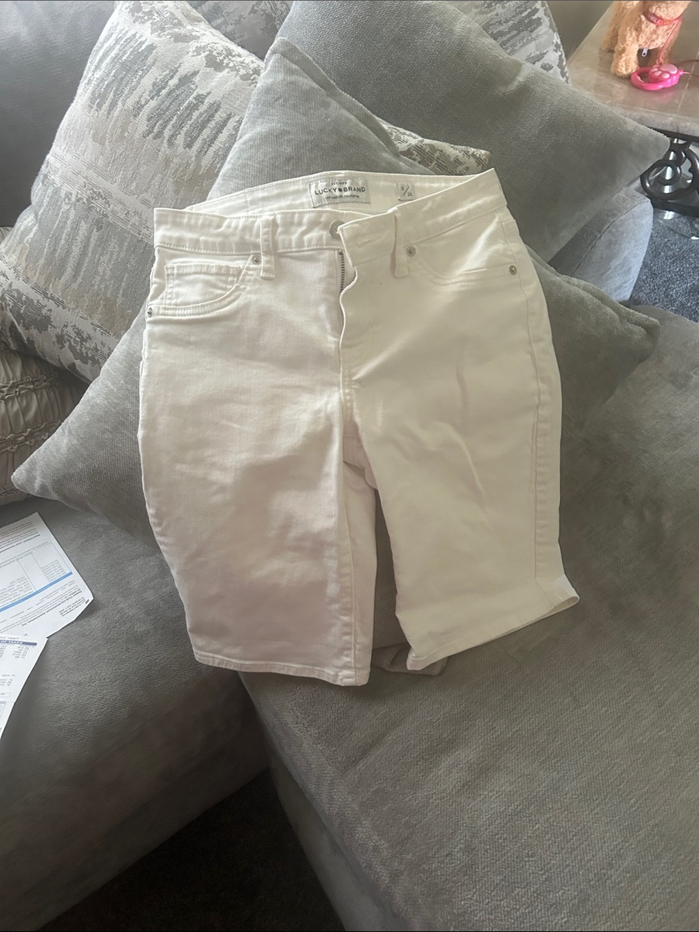 Lucky Brand Cream Denim Bermuda Shorts